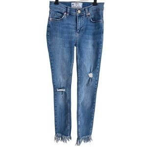Free People Great Heights Frayed Hem Skinny Jeans Size 24
